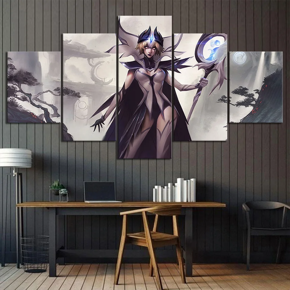

5 Piece LOL Game LeBlanc IG Skin Poster Video Game League of Legends Accessories Home Decor Wall Art Canvas Picture Wall Sticker