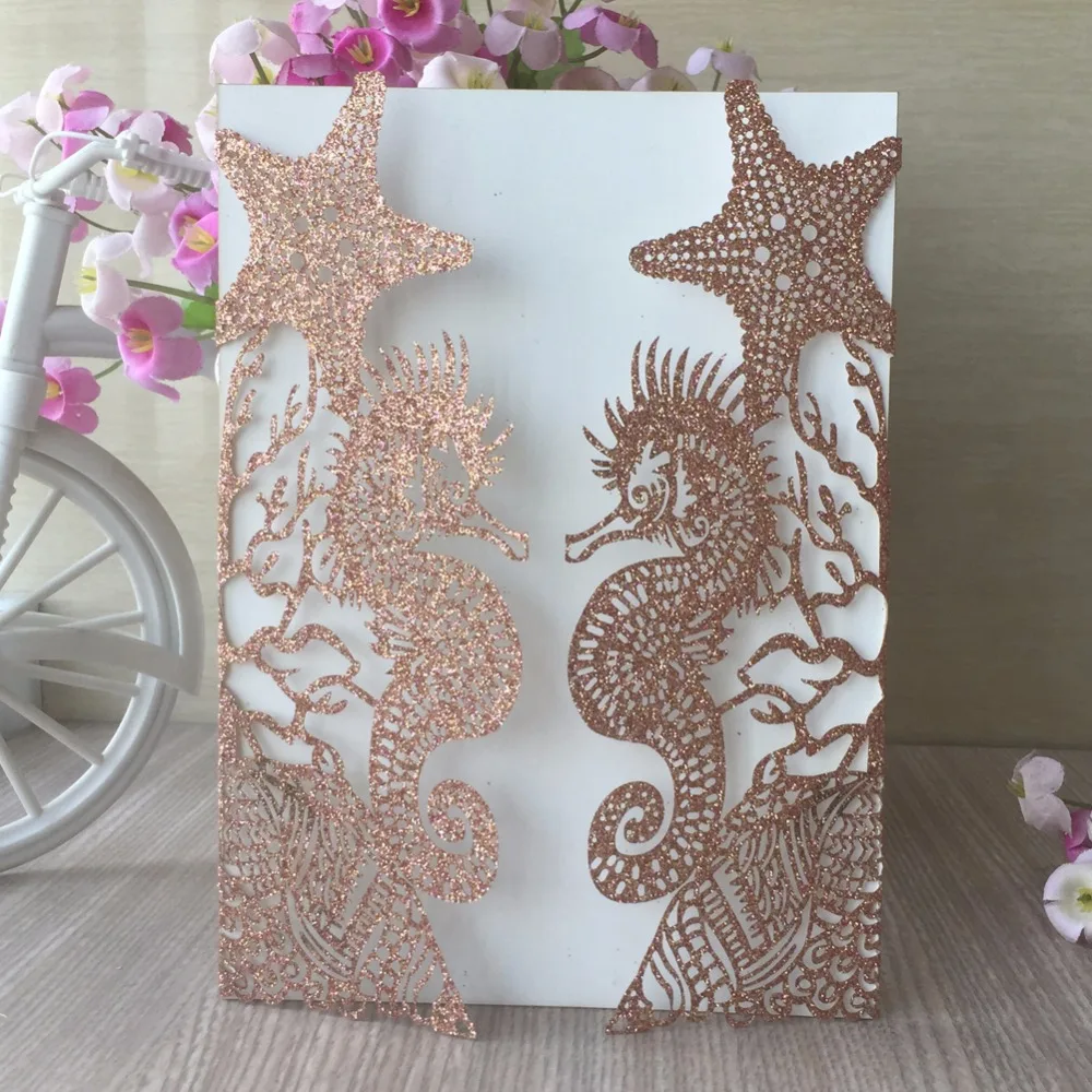 50pcs new glitter gold silver paper beach wedding