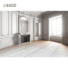 Laeacco House Interior Fireplace Window Photography Backgrounds Digital Customized Photographic Backdrops For Photo Studio