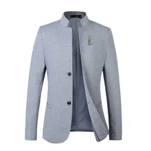 Однотонный МОЛОДЕЖНЫЙ мужской пиджак, черный, серый, темно-синий, приталенный Блейзер, мужской размер 5XL, деловой повседневный мужской пиджак