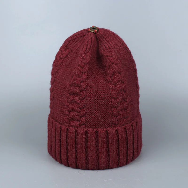 Натуральный мех енота помпонами вязаная шапка мяч Beanie зимняя шапка для женщин Девушки Шерсть Хлопок Skullies женский лыжный кепки - Цвет: Hat Red Wine