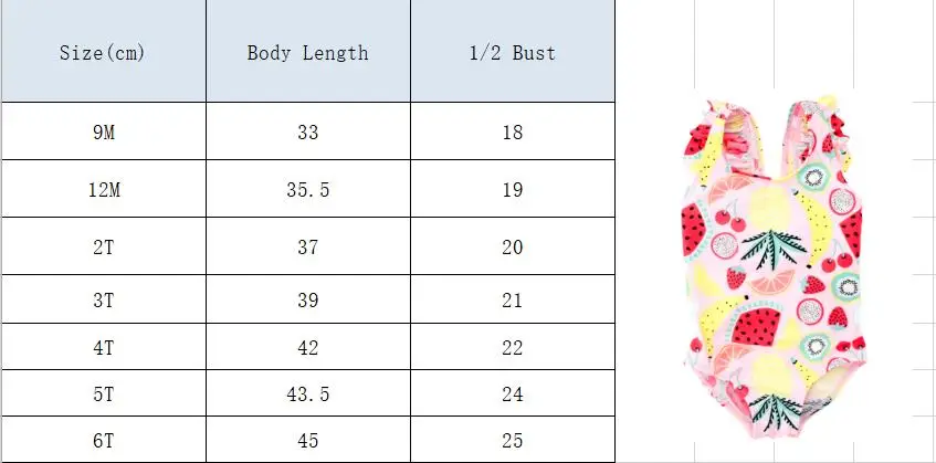 Girls Swimwear 9M-6Years Kids Beach Wear Lovely Fruits Print Baby Swimming Suits Bikini Ruffle Infantil Childs Bathing Suit