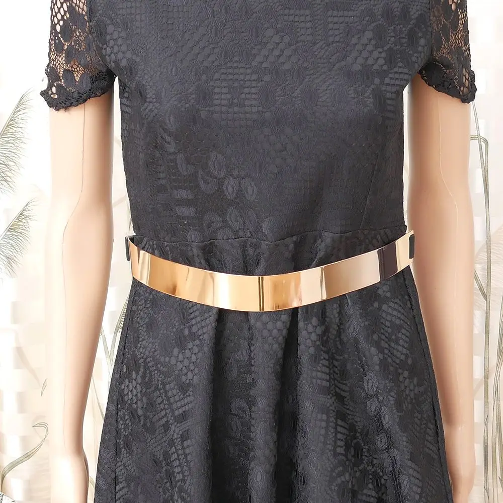 1PC Sexy Lady Women belt for dress Elastic Mirror Metal Waist Belt