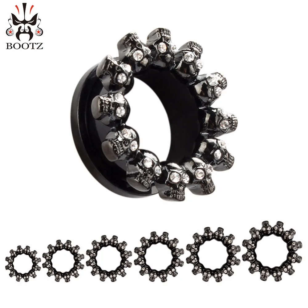 fashion skull ear flesh plugs stainless steel ear gauges piercing body