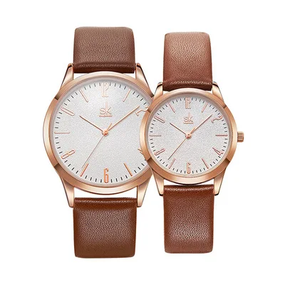 

Shengke Leather Couple Watches Black Women Men Simple Fashion Lovers Quartz Wristwatches Male Female Clock Gift SK 9003 2019 New