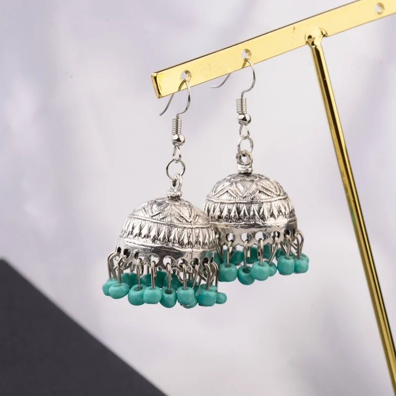 TopHanqi в этническом стиле ретро Индии Jhumka Jhumki серьги Femme Античная золотистый