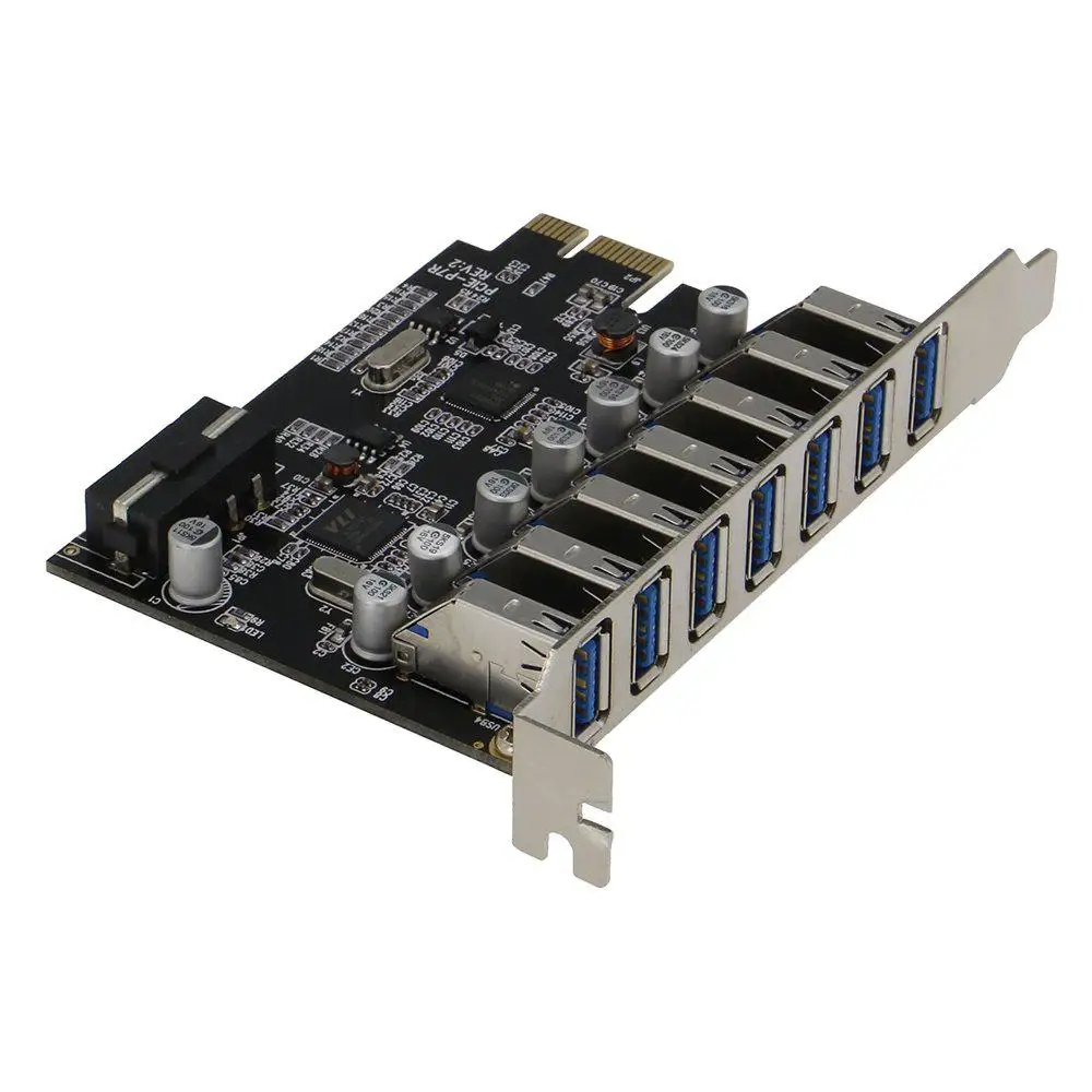 BEESCLOVER PCIE 7 порт USB 3,0 адаптер карты(7 внешних портов) с контроллером хоста разъема питания