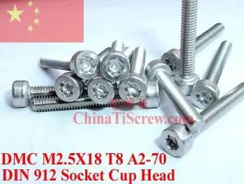 

Stainless Steel Screws M2.5x18 Torx T8 Driver DIN 912 A2-70 Polished 100 pcs