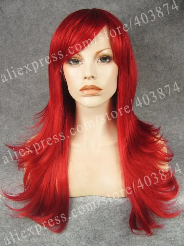 

Red 22''  Drag Queens Cosplay Straight Synthetic Glueless Hair Wig with Bangs