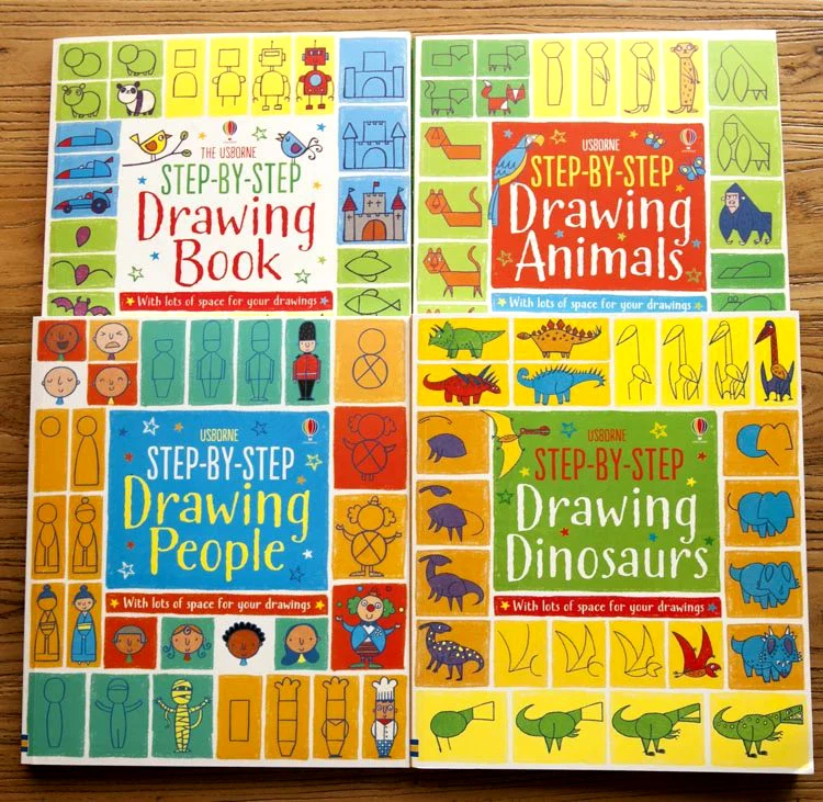 4 Książekzestaw 21x25 Cm Usborne Krok Po Kroku Rysunek