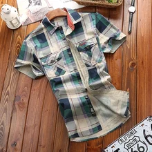 Новые Брендовые мужские рубашки в клетку с короткими рукавами из хлопка, дышащие мужские летние модные рубашки больших размеров, топы высокого качества 3101