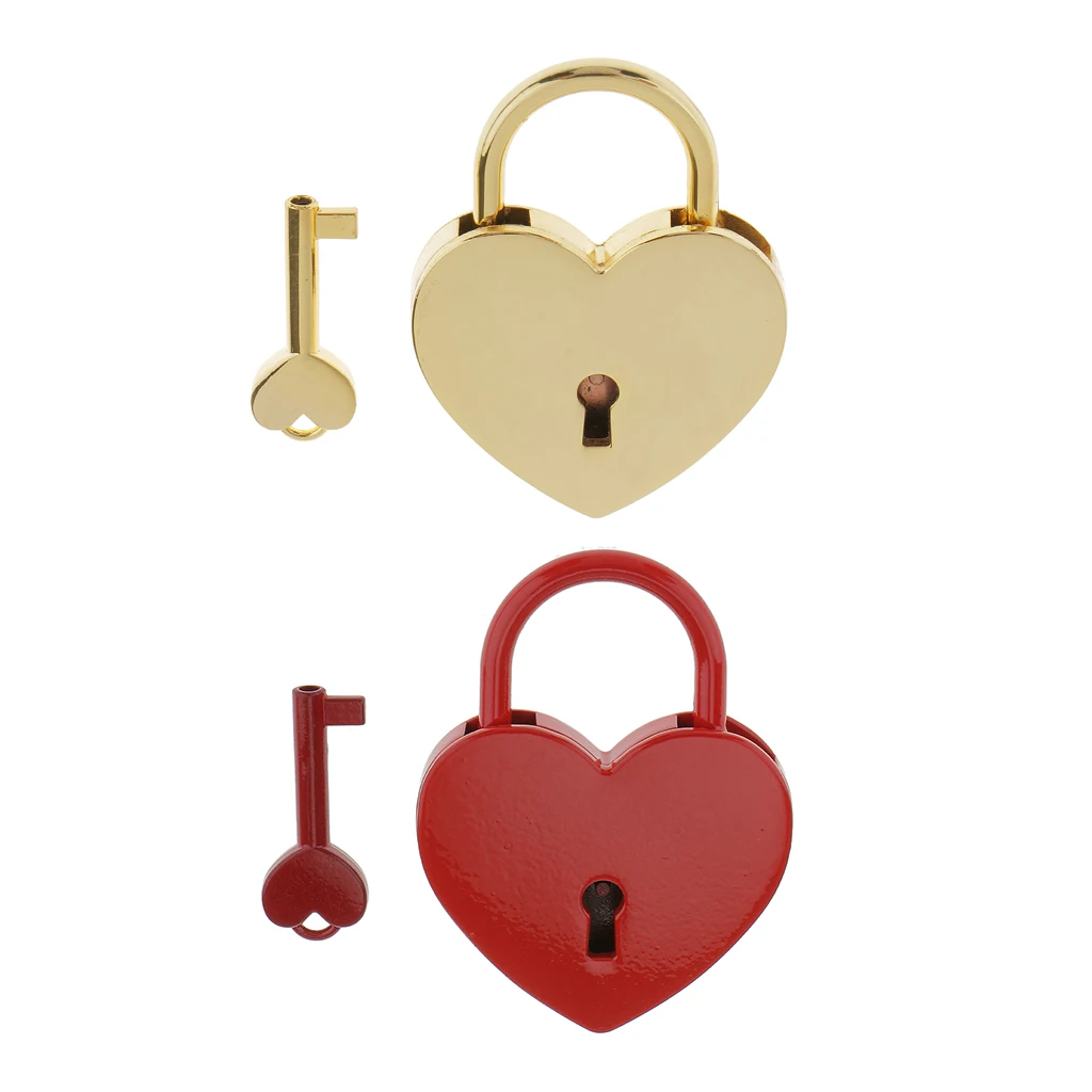 Heart Shaped Padlock Jewelry Boxes Lock Perfect for Valentine Gift Red L