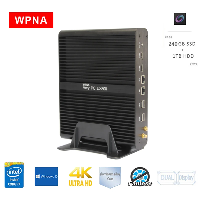 Lowest Price  Micro HTPC UX870 intel core i7 5500U HD Graphics 5500 HDMI 8GB 240GB SSD 1TB HDD WIFI Windows10 Mini PC Desktop Computer