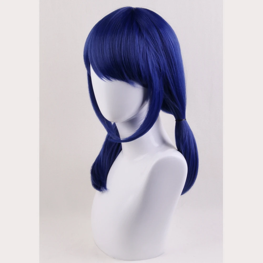 High quality 35cm Women Cosplay Wig Miraculous ladybug Dark Blue Heat Resistant Synthetic Hair Perucas Anime Costume Wigs