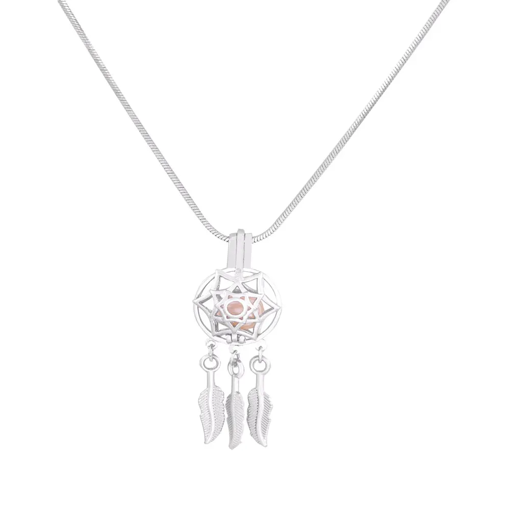 

5PCS Indian Style Silver Dream Catcher Cage Pendants Dreamcatcher Beads Pearl Cage Pendant Essential Locket For Necklace-P161
