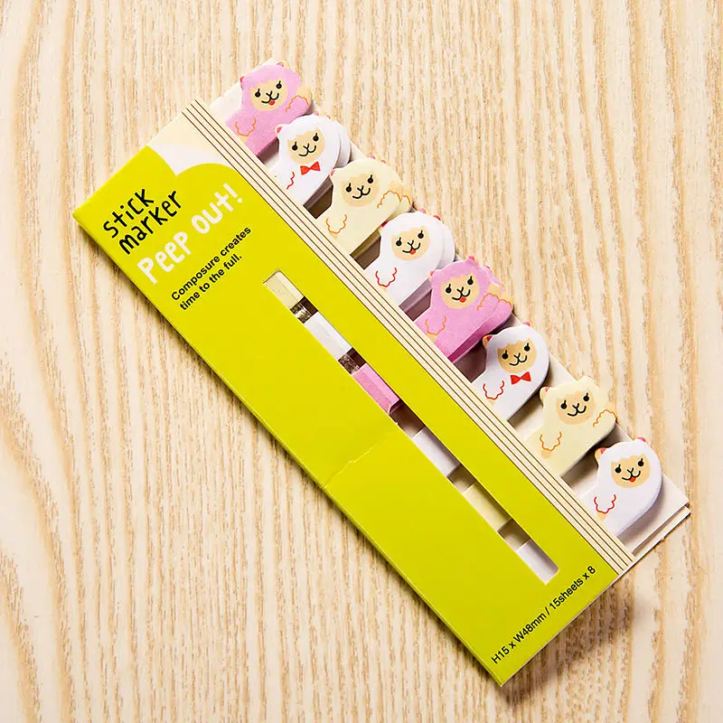 Coloffice Cute Korean sticker kawaii animal Bookmark sticky note DIY diary album memo pad decoration message sticker notes 1PC - Цвет: 8