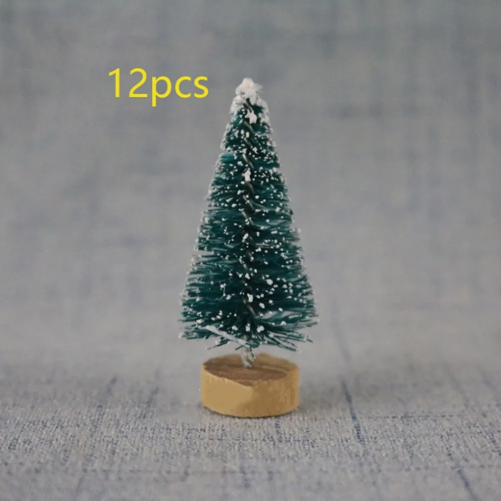 

12PCS DIY Christmas Tree Small Pine Tree Mini Trees Placed In The Desktop Home Decor Christmas Decoration Kids Gifts
