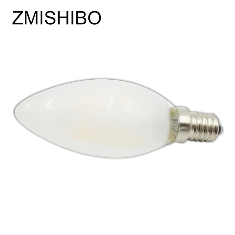 Zmisibo матовая Светодиодная лампа накаливания Эдисона 100 240 в E14 C37 свеча 2/4 LED с