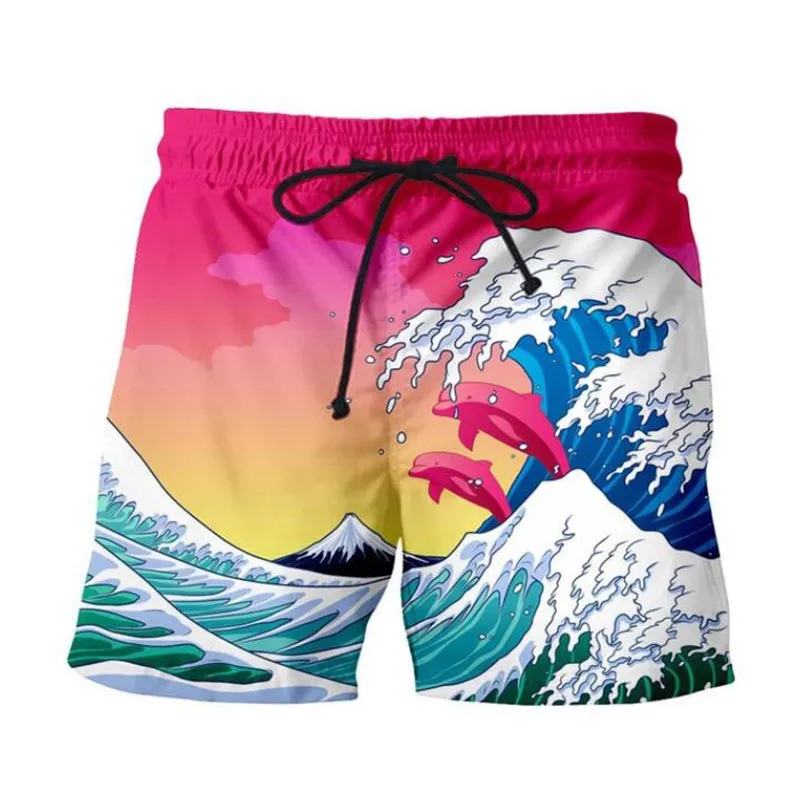 Dolphin Wave повседневные шорты забавная прохладная Сода волна летняя Классическая пляжная одежда Фитнес Короткие бегущие сетчатые дышащие шорты брюки