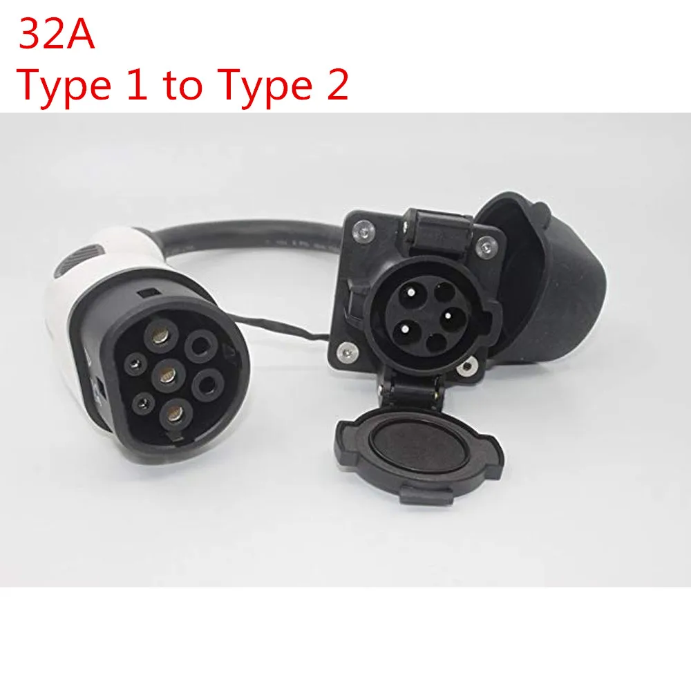 

32A EV Adapter Sae J1772 Socket Type 1 To Type 2 IEC62196-2 EV Plug with 0.5m EVSE Cable for Electric Vehicle Car Charging