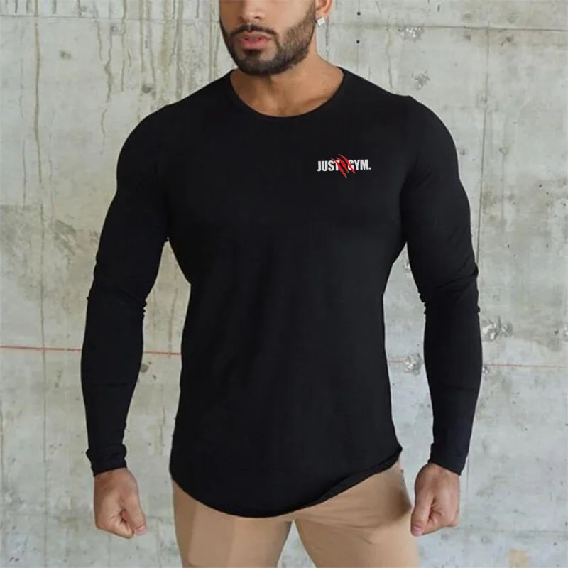 

New Brand Autumn T-Shirt Men Cotton O-Neck Long Sleeve T-Shirt Men Bodybuilding fitness Clothing Fashion Solid Cotton Tee Tops