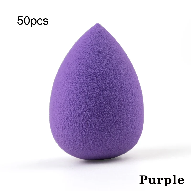M Purple 50pcs Средний макияж губка серьги в форме капли воды, основы под макияж, буфами на рукавах корректор порошок гладкой Красота косметический спонж для макияжа инструмент - Цвет: M Purple 50pcs