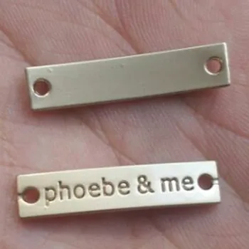 

1000pcs , 2.7 * 0.6 cm Custom light golden Metal label emboss name decorative hand sewing tag