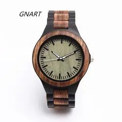 GNART 459Hot продает деревянные часы Для мужчин Стиль ручной работы Дерево натуральное дерево Панель relogio masculino кварцевые часы оптом