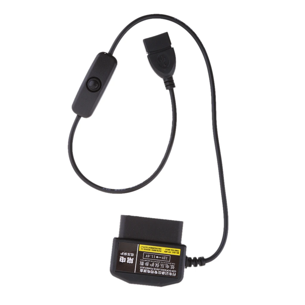 OBD II USB автоматический кабель питания 16 Pin OBD 2 разъем автомобильное зарядное устройство для gps DVR камеры телефона
