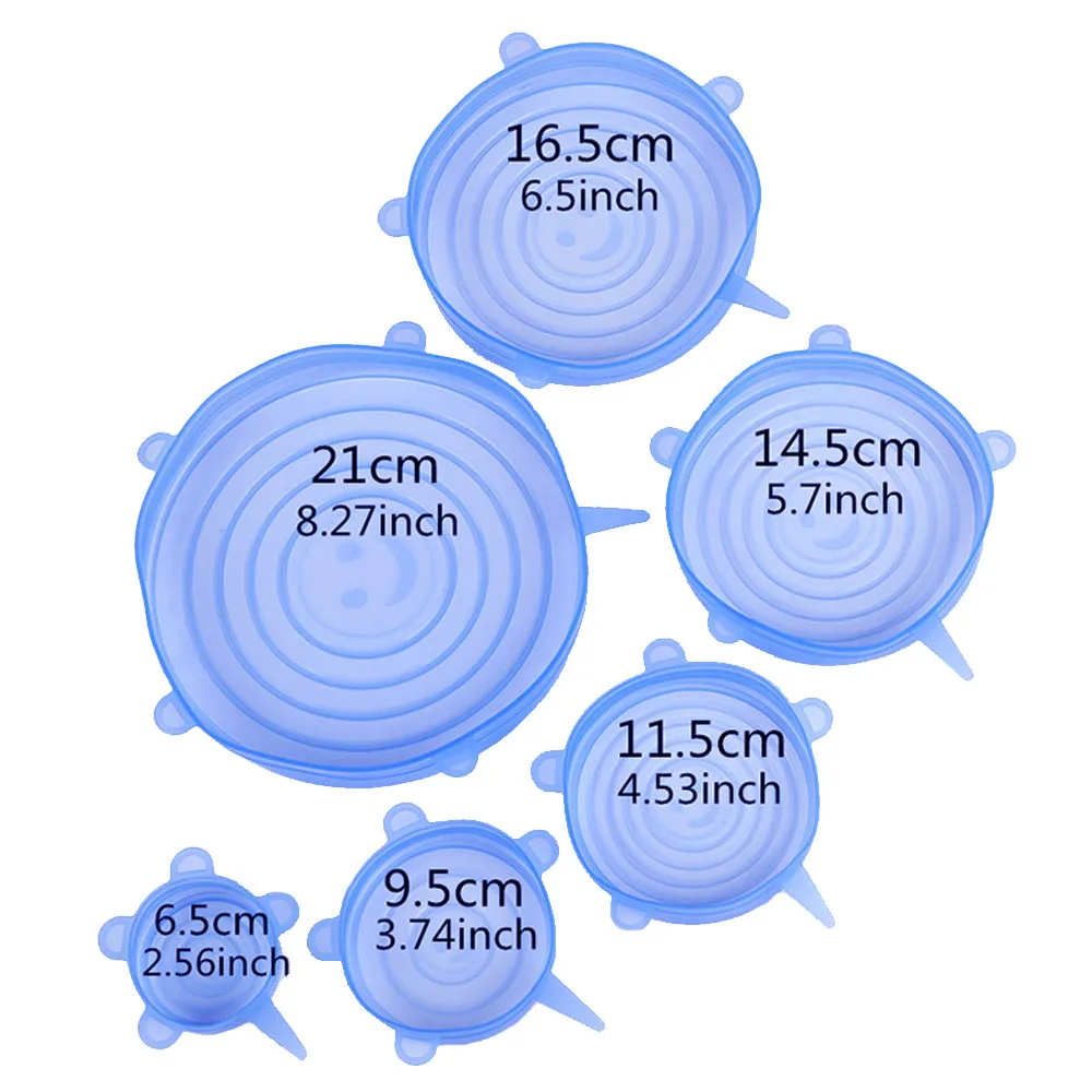 6 шт. силиконовая свежая крышка Repeatable Пищевая силиконовая эластичный чехол пищевая постельное белье чаша фруктовая чашка кухонный инструмент - Цвет: Blue