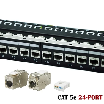 

24-port CAT5e Shielded Modular Patch Panel Incl. 24pcs of CAT5e Shielded Tool-free Type Keystone Jacks, 19" 1U Rack Mount