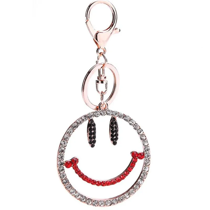 Crystal Keychain Lovely Smile Smiley Face Charm Key Ring Women Men