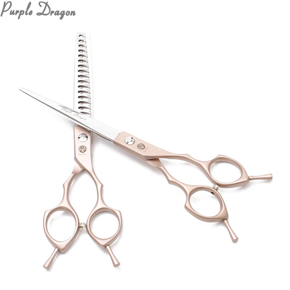 

6.5" JP 440C Purple Dragon Rose Gold Straight Scissors Thinning Shears Professional Pet Scissors Dog Grooming Scissors Kit Z9029