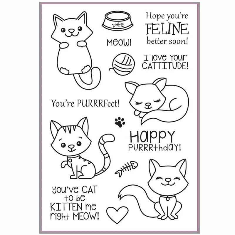 Buy KLJUYP Cats Clear Stamps Scrapbook Paper Craft