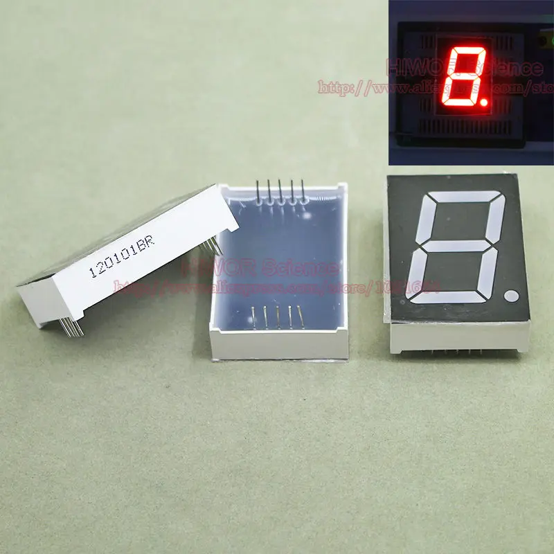 

(10pcs/lot) 10 Pins 1.2 Inch 1 Bit 7 Segment Red LED Display Share Common Anode Digital Display