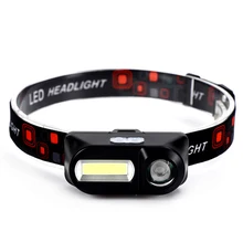 Multi-function Mini Waterproof XPE COB LED 6-modes Headlight USB Rechargeable 18650 Battery Flashlight for Outdoor