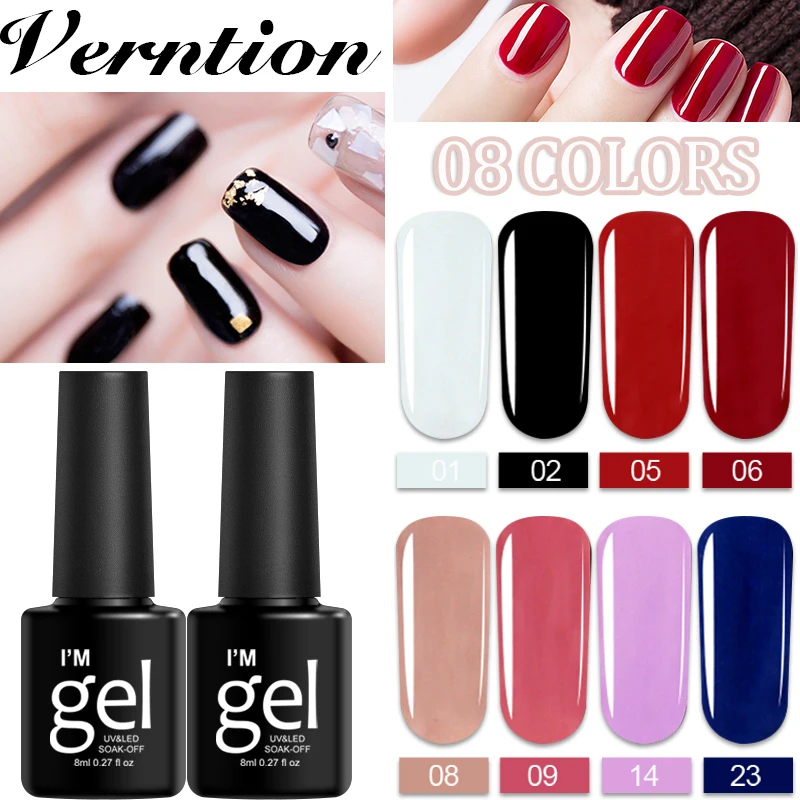 

Verntion 8ml Colors UV Gel Polish Soak Off Nail Gel for Nails 8 Ml UV Gel for Nails Vernis Series Semi Permanent Gel Paints