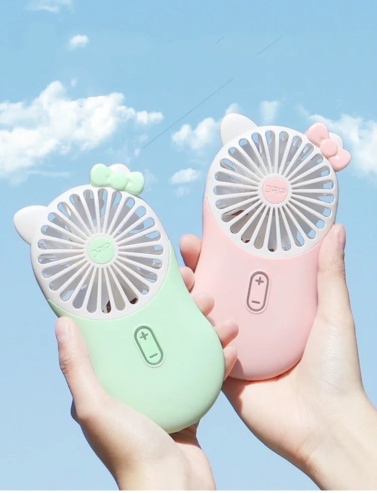 Cartoon Usb Pocket Mini Hold Charge Small Fans With One Portable Bring Led Lamp Ultrathin Will Wind Power