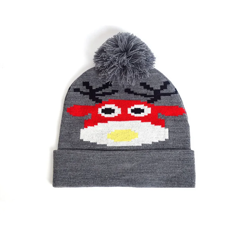 Beanie Women Men Kids Winter Knit Hat Deer Autumn Warm Animal Pompon Dobby Brim Skiing Accessory Outdoor (6)