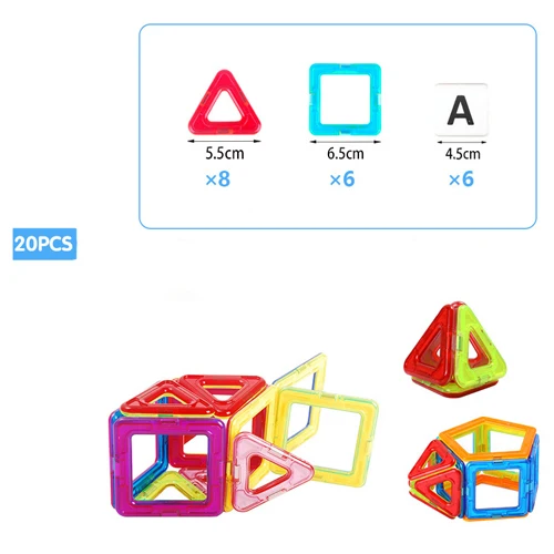 77/156 шт Большой размер креативные магнитные строительные блоки Набор Магнитных плиток дошкольные образовательные строительные наборы игрушки для детей - Цвет: 20pcs set