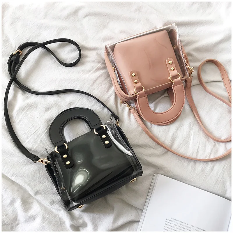 

2019 Summer New Fashion Transparent Clear Women Square Handbag Beach Brand Designer Crossbody Shoulder Bag Lady Messenger Bag