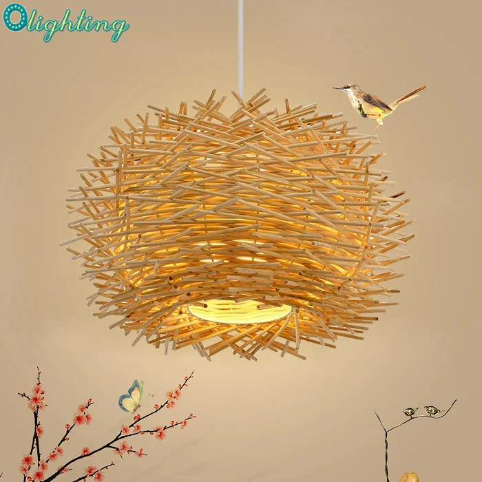 Bird Nest Drop Lights Pendant Light Natural Rattan Hemp Wicker Pendant