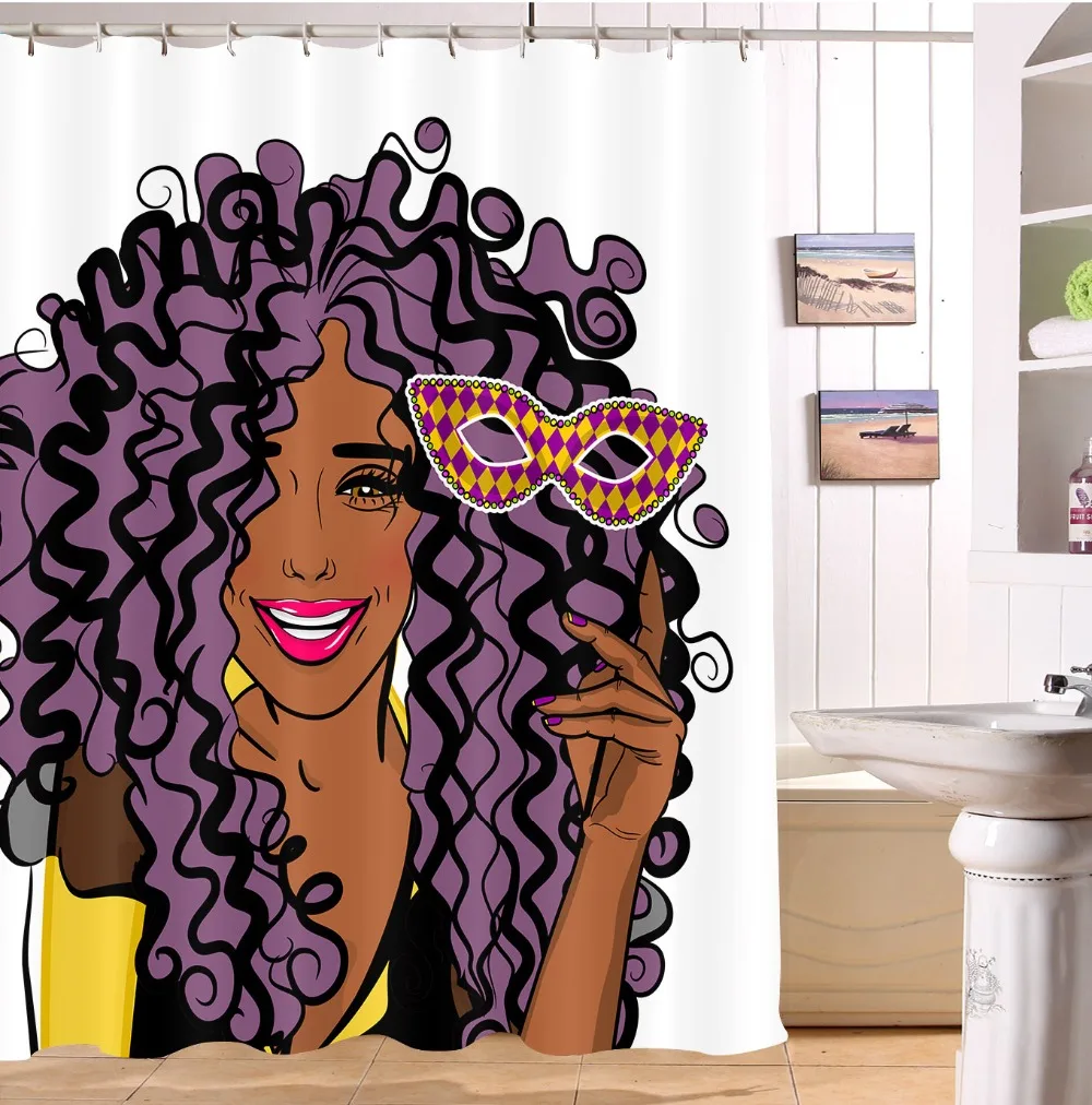 Waterproof Carnival Mask American African Afro Hair Girl Woman Shower