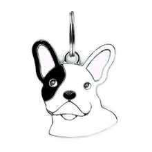 1 pieza Bulldog francés esmalte perro etiquetas colgantes DIY hacer se ajusta al collar de Mascota(China)