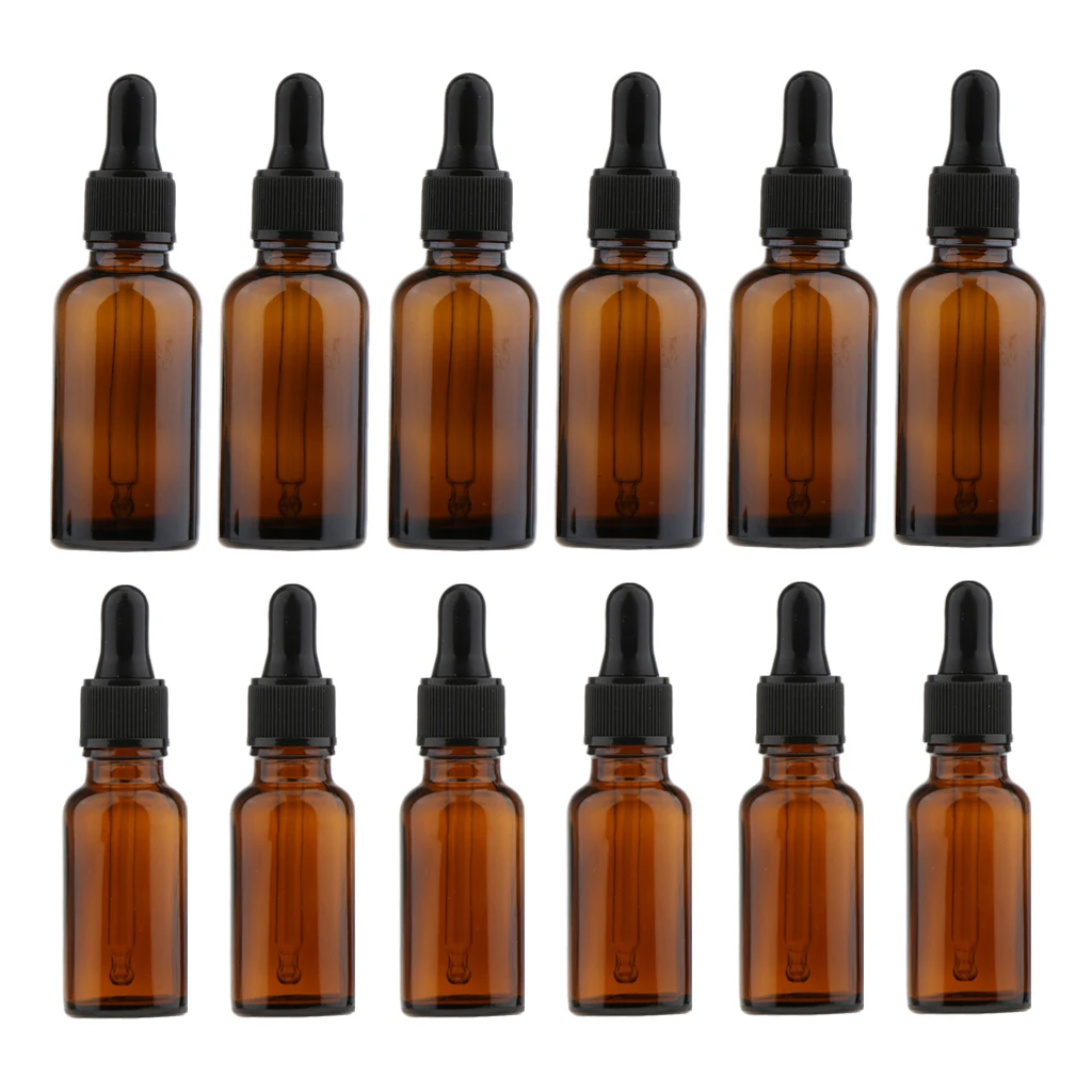 12x Empty Glass Eye Dropper Essential Oil Perfume Pipette Bottles 30ml 20ml Secure & Convenient Packaging