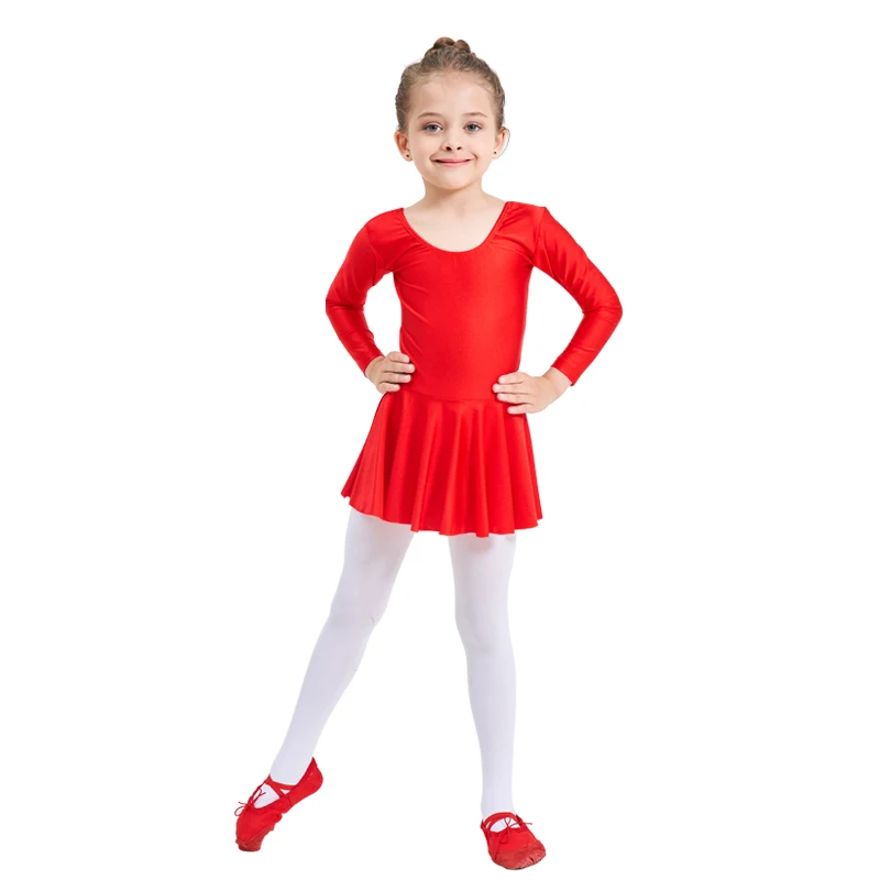 

Ensnovo Long sleeve Spandex Gymnastics Leotard Girls Ballet Dancing Dress Kids Dance Wear Skating Dresses