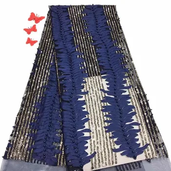 

Blue 2019 Latest French Nigerian Laces Fabrics With Beaded Sequins Tulle African Laces Fabric Wedding African French Tulle Lace