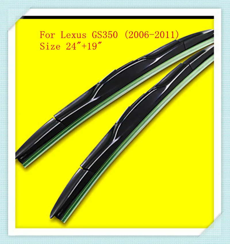 3 Section Rubber windshield wiper Blade For Lexus GS350 (2006 2011),Size 24"+19"-in Windscreen 2011 Lexus Rx 350 Windshield Wipers Size