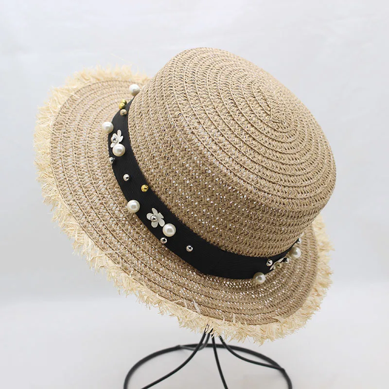 حار بيع + شقة الأعلى سترو قبعة الصيف الربيع المرأة رحلة قبعات الترفيه لؤلؤة شاطئ الشمس القبعات مرن واسعة حافة شاطئ كاب حار بيع + شقة الأعلى سترو قبعة الصيف الربيع المرأة رحلة قبعات الترفيه لؤلؤة شاطئ الشمس القبعات مرن واسعة حافة شاطئ كاب