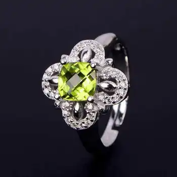 

Fidelity Natural peridot Rings s925 sterling silver Natural 6mm green gemstone flowers ring fine Jewelry for women party